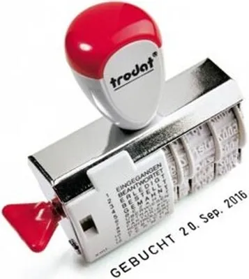 Produktbild von trodat Wortbandstempel Classic 1117 54340 8x7x2cm silber/lichtgrau/rot