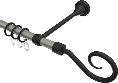 Produktbild von Interdeco Gardinenstange / Vorhangstange Chrom matt / Schwarz, Typ Primus Allegra (Spirale), 16 mm Ø 1-läufig, 420 cm