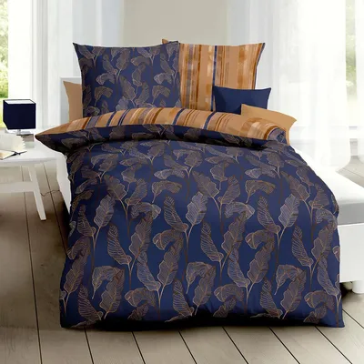 Produktbild von Kaeppel Mako-Satin Bettwäsche Thrive blau 155x220 cm + 80x80 cm