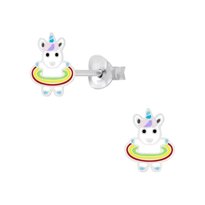 Produktbild von Kinder Ohrringe Silber 925 Ohrstecker Einhorn | 7 mm x 9 mm