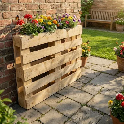 Produktbild von 2er-Set Premium Pflanzkasten für Europaletten aus verzinktem Metall, Paletteneinsatz mit 3 Ablauflöchern, Blumenkasten für Palettenmöbel, Silber