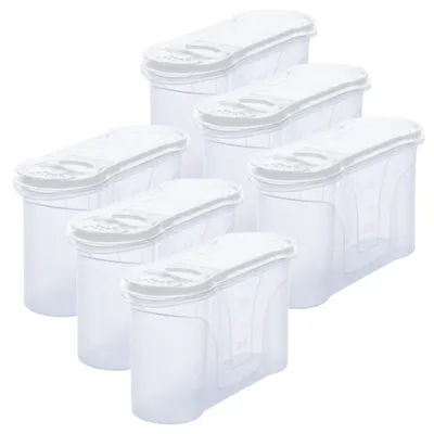 Produktbild von Novaliv Schüttdosen 6er SET Vorratsdose zum Streuen 1,3 Liter - Maße (LxBxH): 22 x 13 x 8,5 cm - Dose mit Deckel 1l für Müsli Mehl Zucker Dosen Küchen Organizer Food Box Meal-Prep-Boxen
