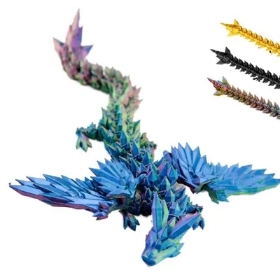 Produktbild von 3D Drache mit Flügeln  - 20 cm – Blau-Grün-Violett