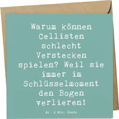 Produktbild von Mr. & Mrs. Panda Grußkarte Spruch Cello Schlüsselmoment - Meeresbrise - Geschenk, Musiker, Klappkarte, Musikinstrument, Kammermusik, doppelkarte, Lernen, Bogen, faltkarte