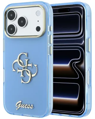 Productafbeelding van Guess IML 4G hoesje, metallic blauw, geschikt voor Apple iPhone 18 Pro Max / 17 Pro Max