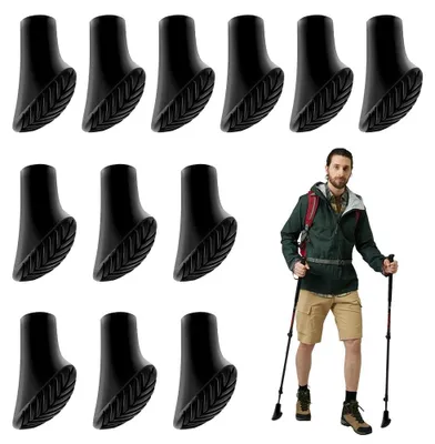 Zdjęcie produktu dla Gumowe nakładki na kije do Nordic Walking, 12 sztuk, przeznaczone do kijków do Nordic Walking