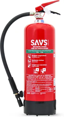 Produktbild von SAVS Feuerlöscher Schaum 6 Liter - 21A 113B - Fluor- und PFAS-frei - Mit Halterung - Europäische Produktion - Schaumlöscher