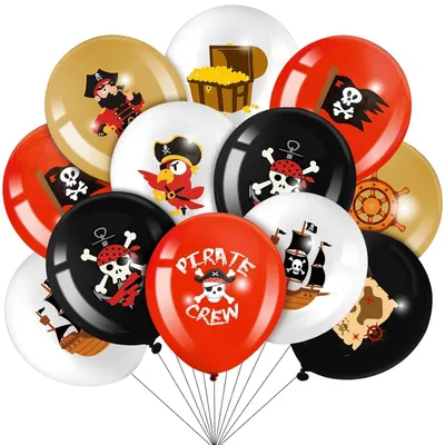 18 Piratenballons aus Naturkautschuk, Geburtstagsdekoration