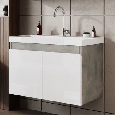 Produktbild von Waschtisch Set Alfa| Waschbecken mit Unterschrank 80 cm | Waschtischunterschrank