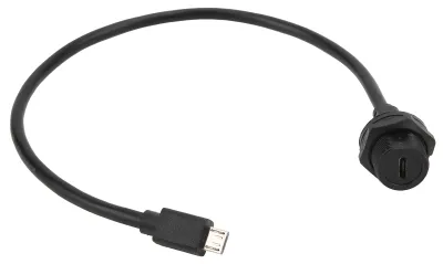 Produktbild von Wasserdichter USB-Anschluss IP67 MICRO weiblich männlich mit Kabelbuchse E10MCTFF/MCAM (0,3 Meter)