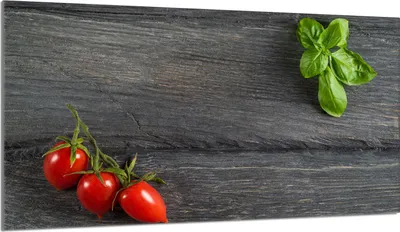 Image de Plaque de recouvrement 90x52 pour cuisinière Vitrocéramiquefeld Couverture anti-éclaboussures Plaque de verre Déco Planche à découper, Tomates Bois