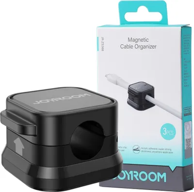 Obrázek produktu pro Magnetický Organizér Kabelů Joyroom Jr-Zs368 - Černý (3 Ks)