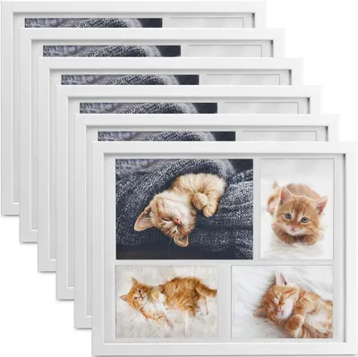 Produktbild von Bomoe 6x Bilderrahmen 10x15 cm & 15x21 cm für 4 Fotos Weiß