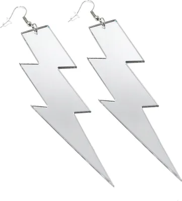 Produktbild von Oblique Unique Blitz Ohrringe für 80s 80er Jahre Motto Party Fasching Karneval Kostüm Damen Ohrstecker - silber