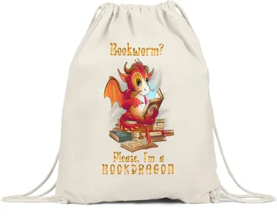 Produktbild von Bookworm? Please, I Am A Bookdragon Turnbeutel Gymsack  Buch Lesen Bücherwurm Drachen Bildung Bücher