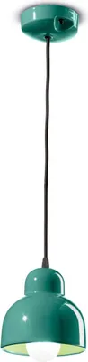 Obrázek produktu pro Závěsné svítidlo keramické E27 Ø 15 cm kulaté V: max. 136 cm tyrkysové retro designové keramické svítidlo