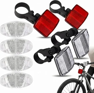 Productafbeelding van 8 stuks fietsreflectorenset, fietsreflectoren voor achter, wielreflectorset, stuur en zadelpen, veiligheidswaarschuwingsreflectoren