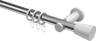 Produktbild von Interdeco Gardinenstange / Vorhangstange Chrom / Weiß, Typ Platon Sitra (Konus), 20 mm Ø 1-läufig, 140 cm