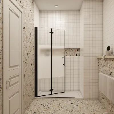 Produktbild von Duschparadies Walk-In Schwarz Teilsatiniert Falttür 70x195cm Faltbar Drehbar Duschwand 6mm Nano-ESG Duschkabine