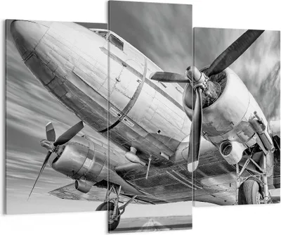 Produktbild von Bild auf Leinwand - Leinwandbild - 3 Teile - Flugzeug Retro Flugzeug - 130x100cm - Wand Bild - Wanddeko - Wandbilder - Leinwanddruck - Bilder - Wanddekoration - Leinwand bilder - CB130x100-4952