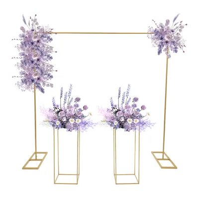 Produktbild von Goldener Luftballonständer mit Blumenständern, Metall-Hochzeitsständer, Hochzeits-Backdrop-Ständer