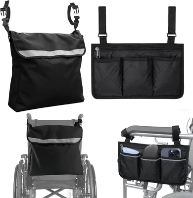 Produktbild von Rollstuhltasche 2 Stücke, wasserdicht Oxford-Gewebe, schwarz, für Rollstuhl