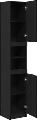 Image de Armoire de salle de bain vidaXL, aspect chêne noir, 32 x 34 x 188,5 cm