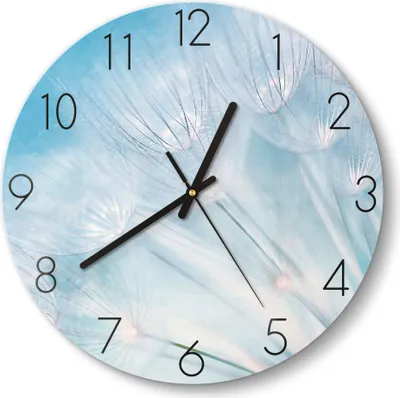 Produktbild von DEQORI Glasuhr Ø30 cm Zahlen 'Blühender Löwenzahn' Wanduhr Glas Uhr Design leise