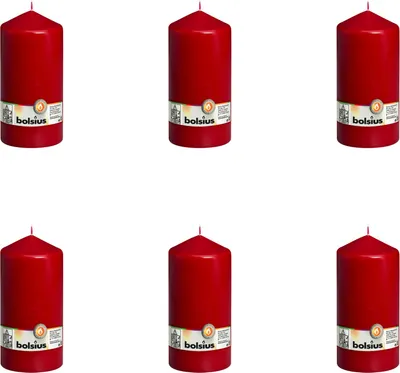 Immagine prodotto di Bolsius - Candela a colonna - 200/98 - 1 pezzo per confezione - Rosso vino - Confezione risparmio - 6 pezzi