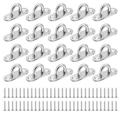 Imagen del producto de 25 placas de acero inoxidable M5 para ojos - Ganchos de fijación para camping y embarcaciones