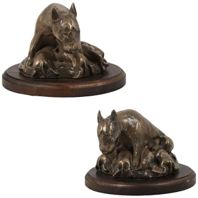Immagine prodotto di Art-Dog Statuetta decorativa – Bull Terrier IV – con base in legno scuro