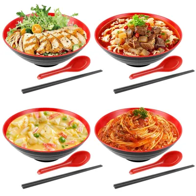 Productafbeelding van Set van 4 Ramenkommen met Lepel en Chopsticks