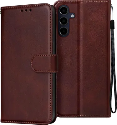 Produktbild von Avizar, Samsung Galaxy A16 Wallet-Cover, Portemonnaie Hülle mit Handschlaufe, Braun