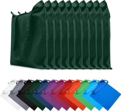 Produktbild von 10er SET Stofftaschen Baumwolltaschen 38x42 cm Taschen Beutel Tragetaschen Einkaufstaschen Stoffbeutel, in Farbe: Dunkelgrün