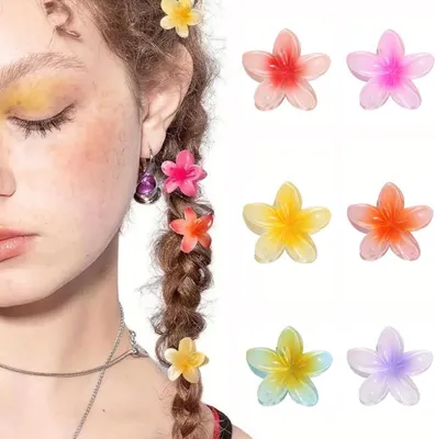 Image de lot de 6 pinces à cheveux fleurs 4cm acryliques pour filles-femmes