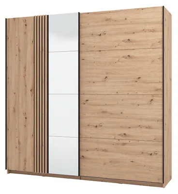 Produktbild von Dmora Großer Kleiderschrank Nucetto 220x218 cm Braun Eiche Knoten, 2 Einlegeböden Kleiderstange