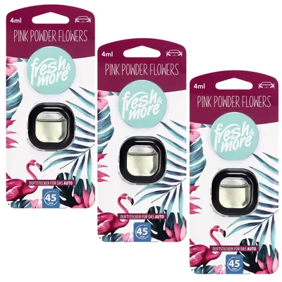 Produktbild von Fresh & More Auto-Lufterfrischer Clips Pink Powder Flowers - 3er Pack Je 4ml