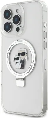 Produktbild von Karl Lagerfeld, MagSafe-Hülle mit Ringhalter stoßfest für iPhone 16 Pro Max, Weiß