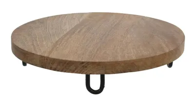 Produktbild von Dekobrett Holz Mangoholz Holzbrett Brett Schale Mango Teller mit Füßen Ø 30 cm