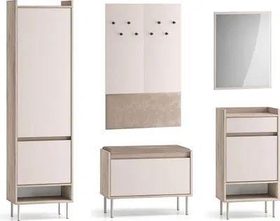 Produktbild von Garderoben-Set Voco Flurgarderobe Cashmere Eiche Cremona Terrakotta Ausführung wählbar