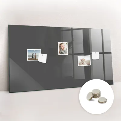 Obrázek produktu pro Magnetická Tabule na Zeď Skleněná - Memo Board Kleněnou Přední Stranou - 5 magnetů v balení - 120x60 cm - Šedá barva