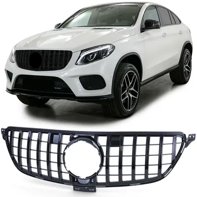 Zdjęcie produktu dla Grill przedni, czarny, błyszczący, do samochodów Mercedes-Benz GLE Coupe (C292) produkowanych od 2015 roku