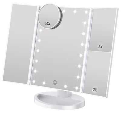 Productafbeelding van Drievoudige make-upspiegel met LED-verlichting, met 1x, 2x en 3x vergroting