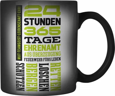 Produktbild von Trendation - Ehrenamtliche Feuerwehr Geschenk Farbwechsel Zauber-Tasse Feuerwehrmann Freiwillig (Schwarz)