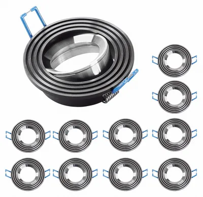 Produktbild von 10x Einbaurahmen Alu Silber + Schwarz 6342 Ø73 mm für Leuchtmittel GU10 | MR16 IP20