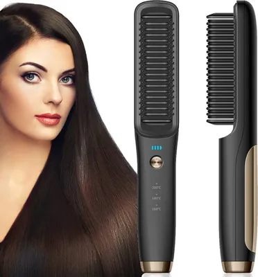 Produktbild von Welikera Glättbürste,Haarglätter mit Verbrühungsschutz,30s schnelles Aufheizen 3 Wärmestufen 160-200℃, Haarglätter Bürste, Automatische Abschaltung,Hair straightener