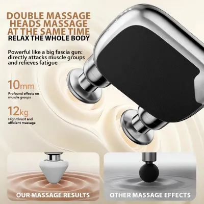 Produktbild von Massagepistole, tragbares Massagegerät mit doppelten Köpfen, für Muskeln