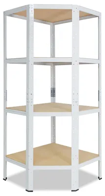 Produktbild von shelfplaza HOME 155x60x30 cm Eckregal in weiß mit 4 Böden und 175 kg Traglast pro Boden