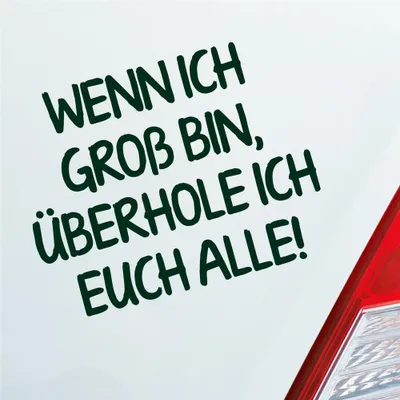 Produktbild von Auto Aufkleber Wenn ich groß bin, überhole ich euch alle! 12x9 cm Dunkelgrün Sticker Heckscheibenaufkleber