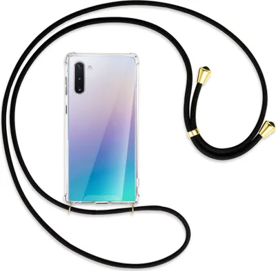 Produktbild von Handykette Backcover-Schutzhülle mit Band (Metall goldfarben) für Samsung Galaxy Note 10 (N970) - schwarz